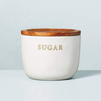 Stoneware Sugar Cellar with Wood Lid Cream/Brown - Hearth & Hand™ with Magnolia