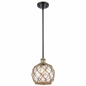 Farmhouse Rope - 1 Light Stem Hung Mini Pendant In Industrial Style-10 Inches Tall and 8 Inches Wide - 1 of 1