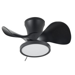 22 in. Indoor Black Small Ceiling Fan with Light and Remote, Reversible DC Motor and Blades - 1 of 4
