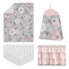 Sweet Jojo Designs Girl Baby Crib Bedding Set - Watercolor Floral Collection Grey Pink 4pc - 2 of 4