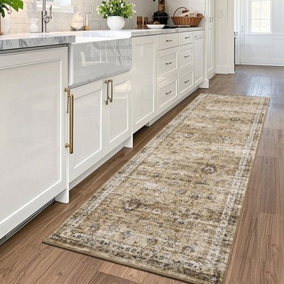 Vintage Distressed Area Rug for Living Room, Non-Slip Non-Shedding Washable Accent Rugs