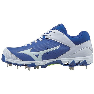 blue and white mizuno cleats