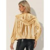 Allegra K Women's Casual Holographic Hooded Long Sleeve Zipper Metallic Jacket - 3 of 4