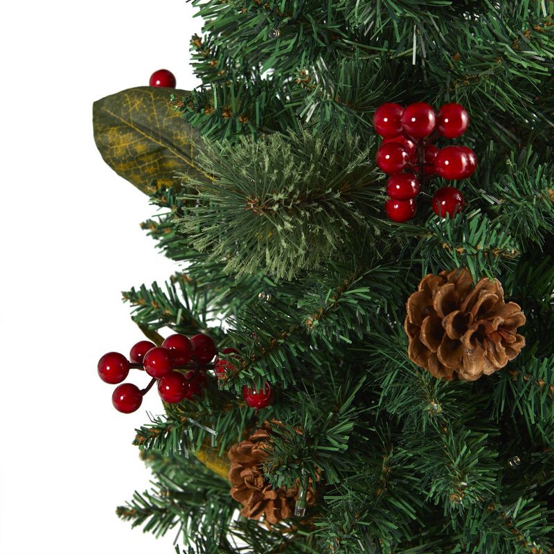 2ft Nearly Natural Pre-Lit LED Pine with Pinecones and Berries Artificial Christmas Tree Clear Lights, 5 of 9