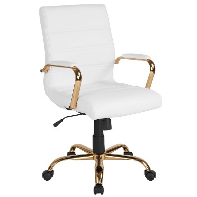 Alamont Mid Back Metal Swivel Office Chair White/Gold