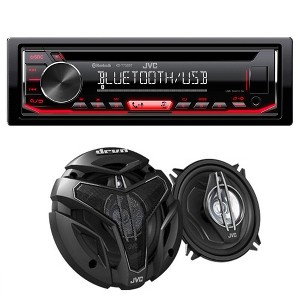 JVC KD-T720BT 1-DIN CD Receiver with Bluetooth and JVC 1-Pair CSZX530 5.25" COAX Speakers - 1 of 4