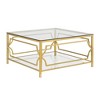Merax Square Coffee Table with Black or Clear Glass Top and Two-Tier Display Shelf - 4 of 4