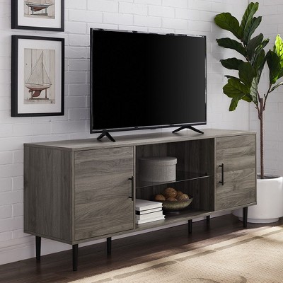NicBex TV Stand for 65 Inch TV with Glass Shelf,TV Entertanment Center with 2 Storage Cabinets,Modern TV Console Table for Living Room