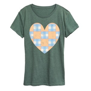 Women's - Instant Message - Patchwork Quilt Heart Short Sleeve Graphic T-Shirt - 1 of 4
