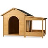 Racxily 60.2" Wooden Dog House with Porch, Cabin Style Kennel with Asphalt Roof & Elevated Floor for Large Dogs - 2 of 4