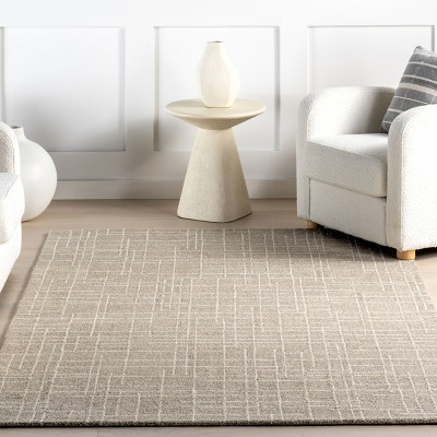 Tiera 4' x 6' Checkered Wool Area Rug in Neutral Tones