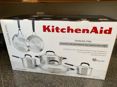 KitchenAid Aluminum Nonstick 10-Piece Cookware Set Red KC2AS10QER 