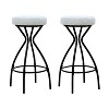 HDZNVF Set of 2 Floral Print Counter Height Bar Stool with Footrest Upholstered Round Barstools, Black and White - 3 of 4