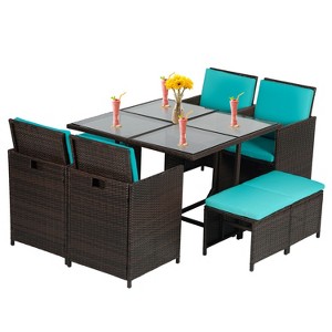 BestMassage Outdoor Patio Furniture Set with 4 Rattan Chairs, Khaki - 1 of 4