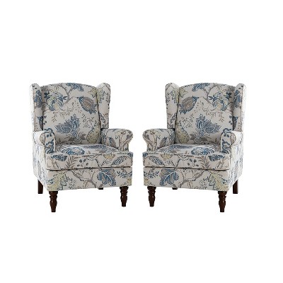 Set of 2 Umberto Traditional Accent Armchair with Turned Legs | ARTFUL LIVING DESIGN