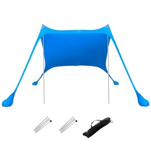 LakeForest"6.5x6.5FT Foldable Beach Canopy Tent with Sandbags, Poles, Sun Protection & Portable Storage Bag"Blue - 1 of 4