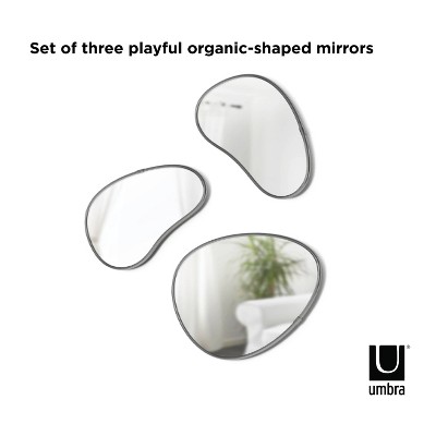 Set of 3 Organic-Shaped Metallic Frame Mirrors