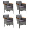 vidaXL Patio Dining Set Outdoor Dining Set Table and Chair Set Poly Rattan - Gray and Brown 59.1" Table Length 4 Items - 3 of 4
