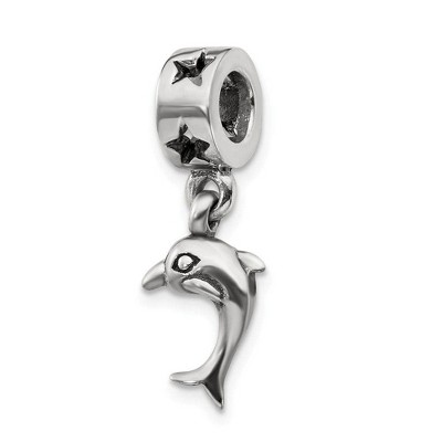 Black Bow Jewelry Sterling Silver Dolphin Dangle Bead Charm