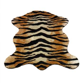 Walk on Me Faux Fur Super Soft Tiger Rug Tufted With Non-slip Backing Area Rug