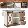Rbied Wood 55.5 in. Kitchen Island Cart with Drop Leaf, Sliding Door and Adjustable Shelves - 4 of 4