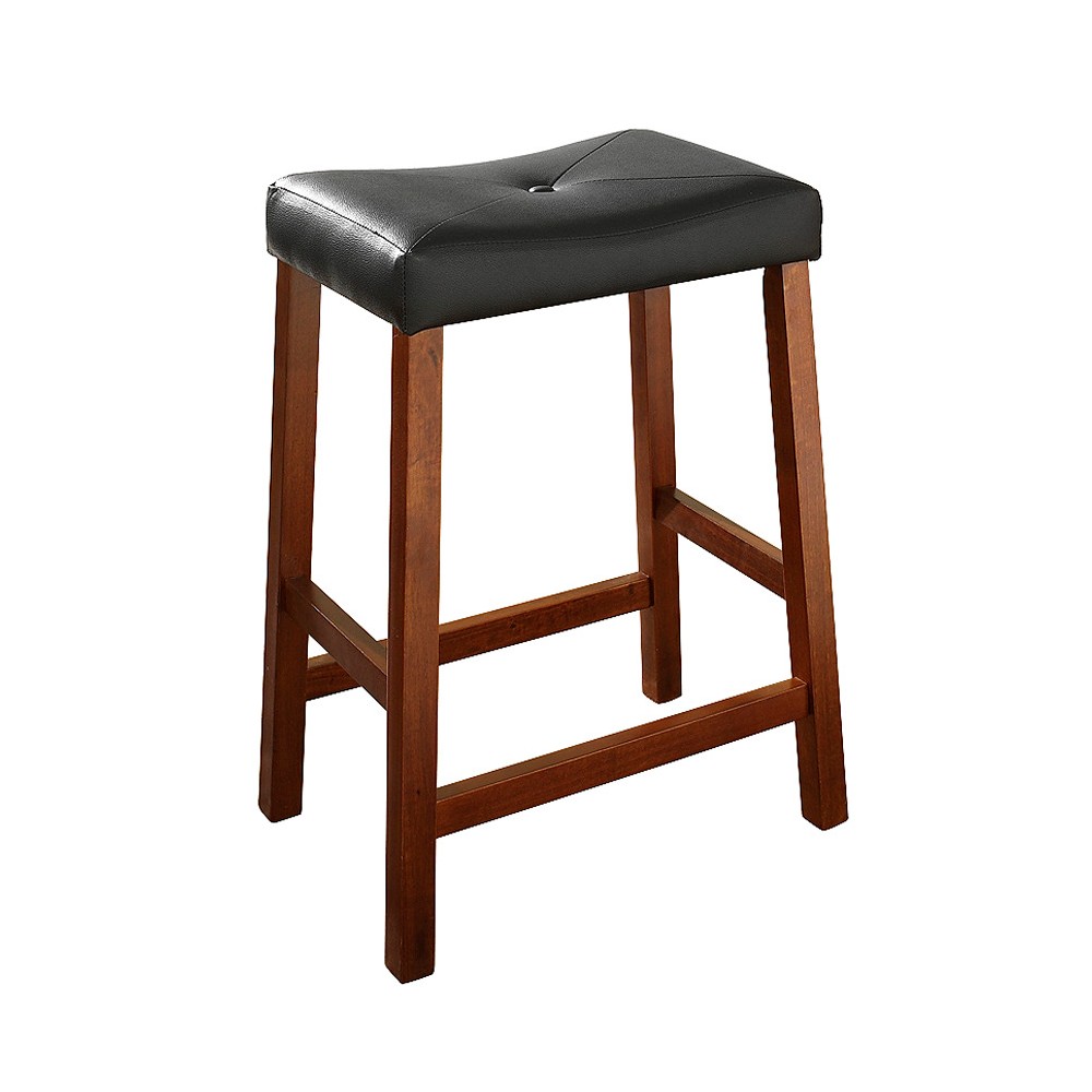 Photos - Chair Crosley Set of 2 24" Upholstered Saddle Seat Counter Height Barstools Classic Cher 
