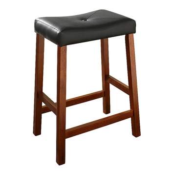 Set of 2 24" Upholstered Saddle Seat Counter Height Barstools  - Crosley