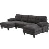 Homy Casa U-Shaped Sectional Sofa with Storage Pockets and Armrest Pillows, Modern 6-Seat Living Room Couch,Black - 2 of 4