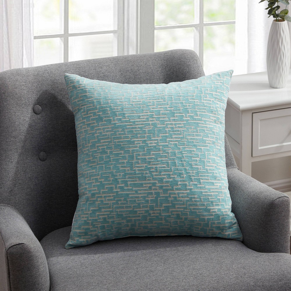 Photos - Pillow 18"x18" Aqua Jaden Textured Abstract Square Throw  Blue - VCNY Home