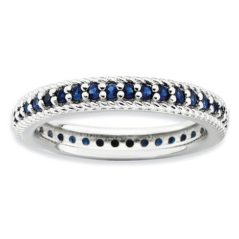 Black Bow Jewelry 3.25mm Sterling Silver Stackable Created Sapphire Eternity Ring - image 1 of 4