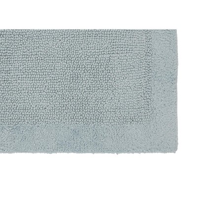 Blue Cotton Reversible Tufted Contour Toilet Rug 20x20