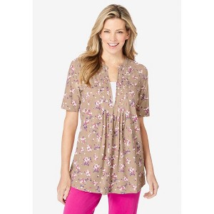 Woman Within 7-Day Layer-Look Elbow-Sleeve Tee - 1 of 4