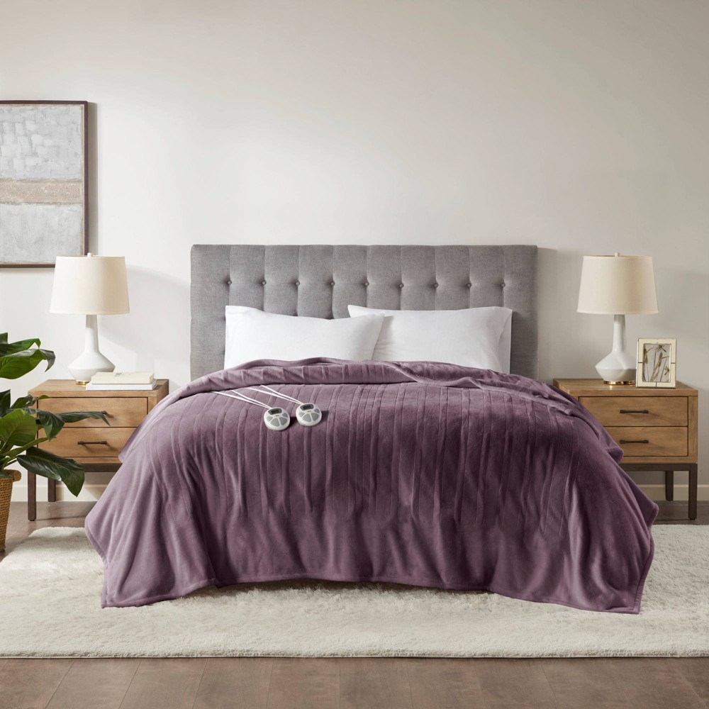 Photos - Duvet Serta Full Plush Heated Blanket Purple 