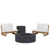 Christopher Knight Home Sherwood Outdoor Acacia Wood Club Chairs with Cushions and Circular Fire Pit - 2 of 4