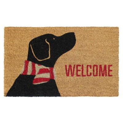 Raj Tufted Welcome Dog Doormat Red/Black