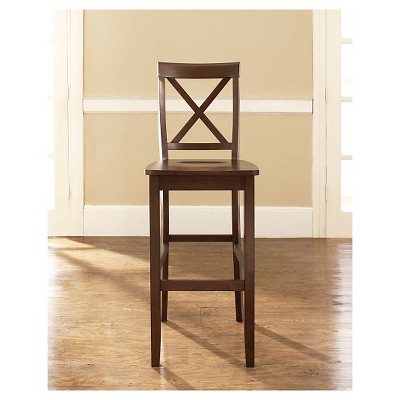 Set of 2 30-inch Mahogany X-Back Bar Stools