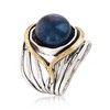 Ross-Simons 11.5-12mm Black Cultured Pearl Openwork Ring in Sterling Silver and 14kt Yellow Gold - 3 of 4