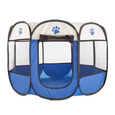 Pet Adobe Pop-Up Indoor/Outdoor Pet Travel Playpen with Carrying Case - Blue