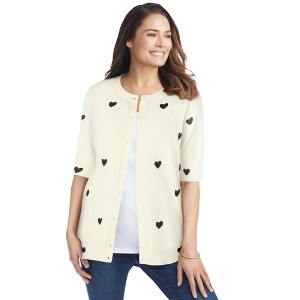 Woman Within Plus Size Perfect Elbow-Length Sleeve Cardigan - 1 of 4