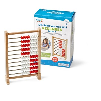 hand2mind Mini 100-Bead Wooden Rekenrek Abacus (Set of 4)
