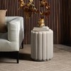 LuxenHome Outdoor Side Table for Patio, 17" Ivory White Pillar Round Cement End Table,Garden Stool, Accent Table for Indoor and Outdoor Off-White - 3 of 4