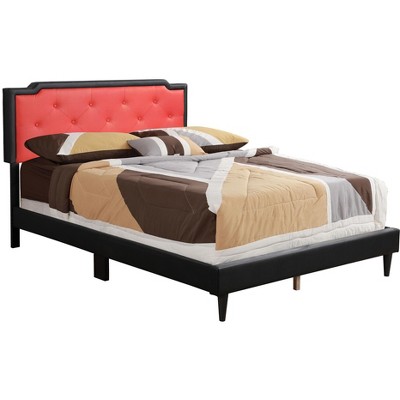 Passion Furniture Deb Black Tufted Queen Panel Bed : Target