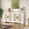 Homhougo 62" Rattan Sideboard Buffet Cabinet, 4-Door Kitchen Storage Cabinet with Shelves, Farmhouse Accent Cabinet, Console Table, Black - 3 of 4
