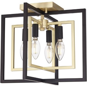 Possini Euro Design Nima Modern Glam Ceiling Light Semi Flush-Mount Fixture Black Gold 13" 4-Light for Bedroom Kitchen Living Room - 1 of 4
