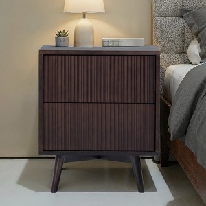 Tremolo  Modern Boho 2-Drawer Nightstand with Solid Wood & Contemporary Fluted Fronts - Teamson Home - 1 of 4