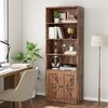 Bookcase with Doors Industrial Bookshelf 11.8in Depth Display Storage Shelves 71.4in Tall Farmhouse Bookcases - 3 of 4