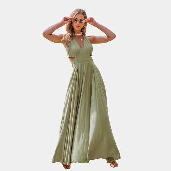 Women's Sage Plunging Halter Cutout Maxi Dress - Cupshe