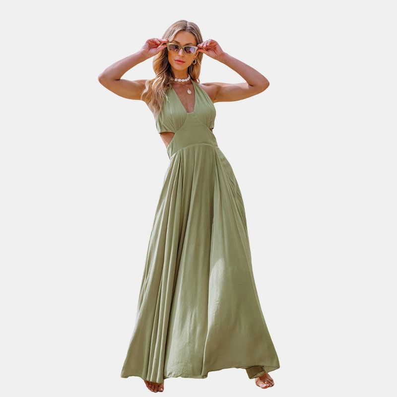 Women's Sage Plunging Halter Cutout Maxi Dress - Cupshe, 1 of 7