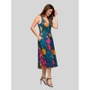 24seven Comfort Apparel Womens Midi Length Blue Floral Print Sleeveless Pleated Pocket Dress - 2 of 4