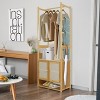 Artloge 66 Inch Tall Heavy Duty Bamboo Clothes Rack Garment Rail Stand for Indoor with Storage Cabinet Closet Wardrobe for Living Room Bedroom - 4 of 4